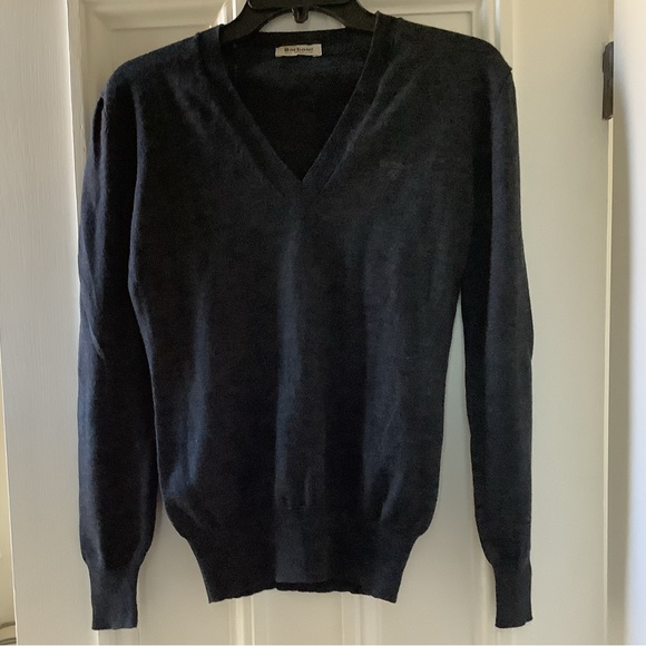 NWOT Barbour Merino Wool V-Neck Long Sleeve Charcoal Gray Sweater Size S / 8